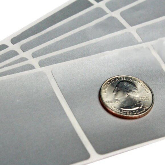 Silver 1.5" Square Scratch Off Sticker DIY Craft Invitation Gender Reveal - Picture 2 of 3